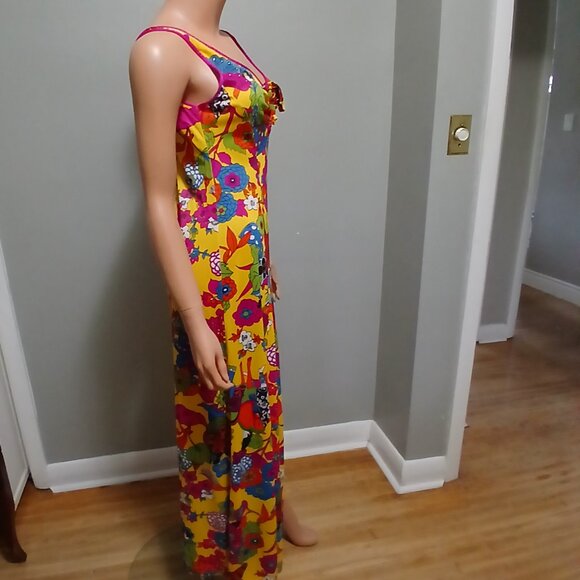 Stunning VTG Nighty 1960-70s Lingerie D'Amor by Molyclaire Size S Silky Oriental - Picture 3 of 16